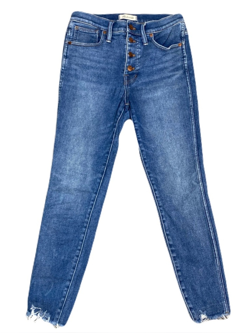 Madewell 10" High Rise Skinny Medium Wash Raw Hem Women's 28 - Inseam 26"